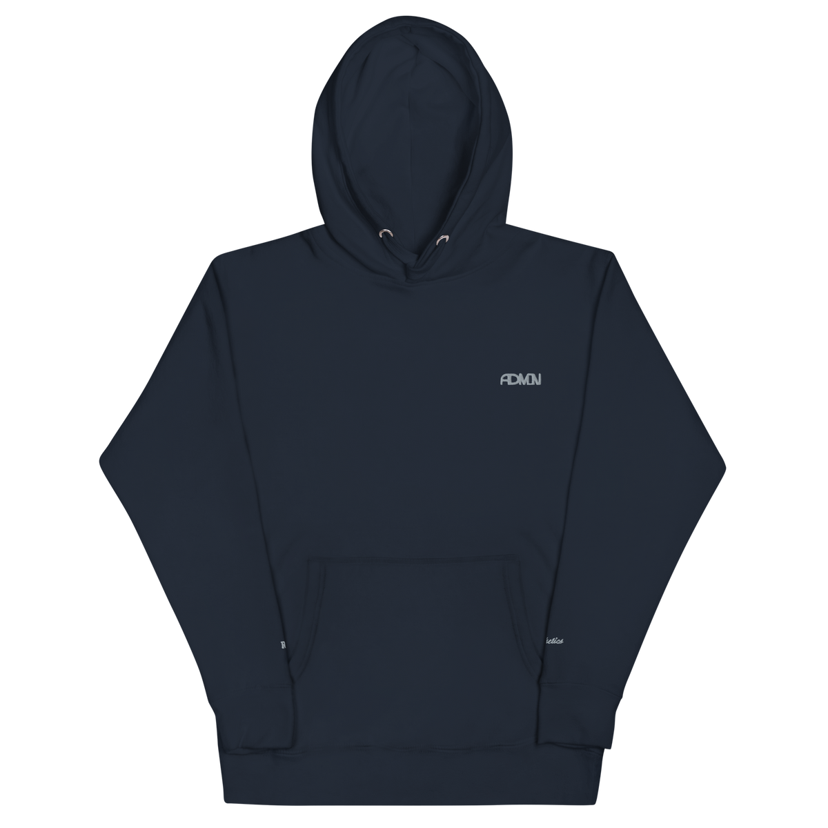Close-up shot of the kangaroo pocket on a classic hoodie cotton pullover.
